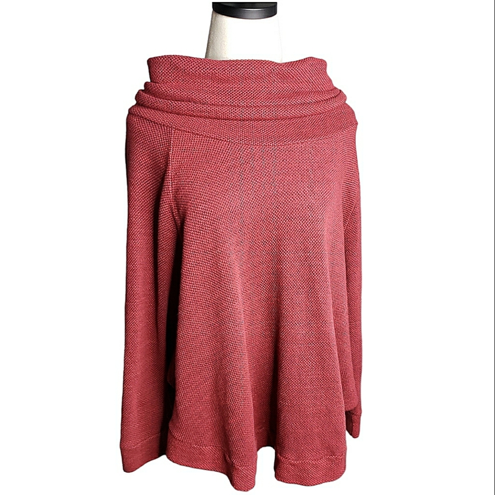Plume & Thread USA Made Cowl Neck Dolman Poncho Top Coastal Grandma Gorp Medium
